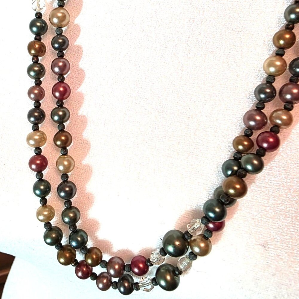 Faux Pearl Necklace Multi-Color Gold-Tone Clasp classic elegant womens jewelry